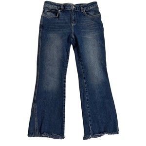 Free People Womens Sz. 29 R Mid Rise Straight Leg Raw Hem Crop Jeans Medium Wash
